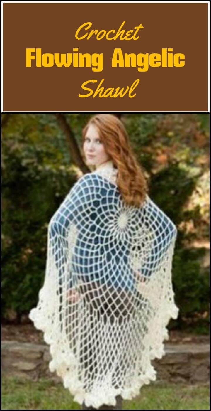 crochet flowing angelic shawl